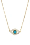 ADORNIA 14K YELLOW GOLD PLATED EVIL EYE CZ STATION NECKLACE,705377769276