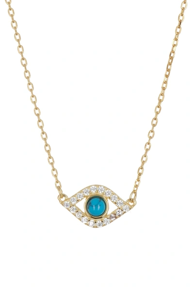 Adornia 14k Yellow Gold Plated Evil Eye Cz Station Necklace