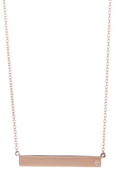 Adornia 14k Rose Gold Plated Diamond Bar Pendant Necklace In Pink