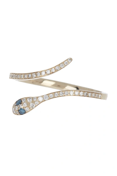 Adornia Fine 14k Gold Diamond & Blue Sapphire Curvy Snake Ring In Yellow