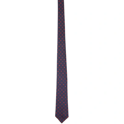 Gucci Navy Silk Motif Tie In 4174 Navy/r