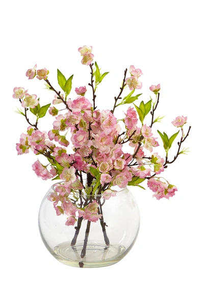 Nearly Natural Cherry Blossom In Large Vase In Pink