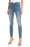 MOTHER THE STUNNER ANKLE FRAY SKINNY JEAN,849143044195