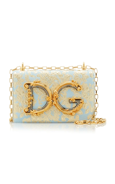 Dolce & Gabbana Micro Embellished Floral Brocade Leather Shoulder Bag In Multi