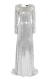 JENNY PACKHAM VALENTI CRYSTAL-EMBELLISHED SEQUINED GOWN