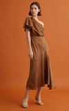 Acler Fisher One-shoulder Asymmetrical Dress In Brown