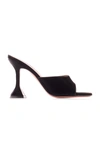 Amina Muaddi Lupita' Suede Heeled Slip Ons In Black