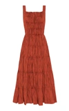 Aje Women's Unfold Pleated Printed Poplin Midi Bib Dress In Red