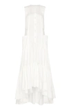 AJE HUSHED TIERED COTTON BUTTON-FRONT MAXI DRESS