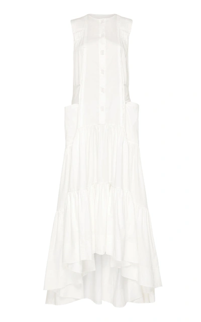 Aje Hushed Tiered Cotton Button-front Maxi Dress In White
