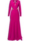 Marchesa Notte Open-back Embellished Tulle-trimmed Crepe Gown In Pink
