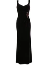 MARCHESA NOTTE SLEEVELESS V-NECK DRAPED GOWN