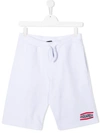 Dsquared2 Teen Logo Print Track Shorts In White