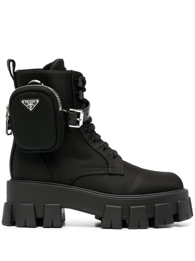 Prada Pocket-detail Combat Boots In Black