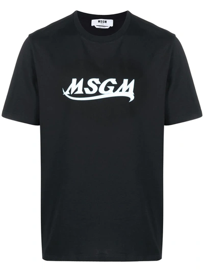 Msgm Logo Print T-shirt In Black
