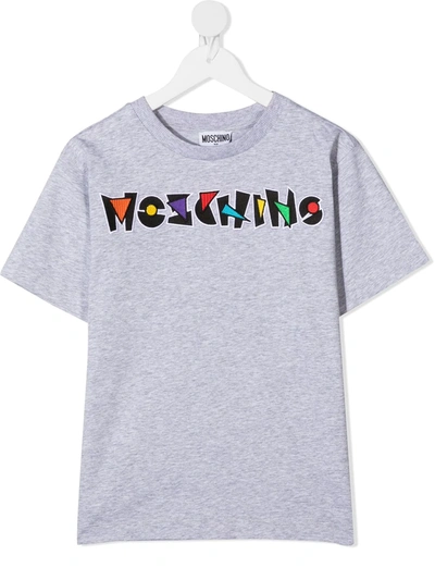 Moschino Kids' Logo Print T-shirt In Grey