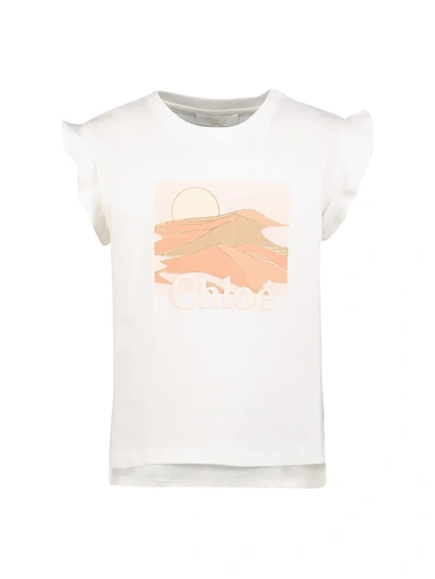 Chloé Kids T-shirt For Girls In White