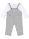 DOLCE & GABBANA DUNGAREES-STYLE LOGO-PATCH ROMPER
