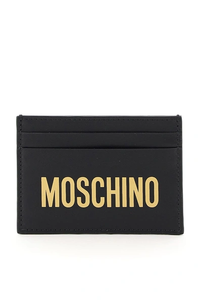 Moschino Logo Cardholder In Black,gold