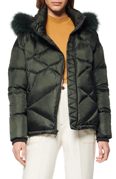 Andrew Marc Genuine Fox Fur Trimmed Parka In Dk Hunter