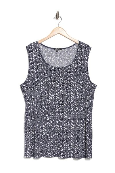 Marina Scoop Neck Patterned Tank Top In Nvy/wht