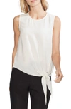 Vince Camuto Mixed Media Tie Front Blouse In New Ivory