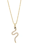 ADORNIA 14K YELLOW GOLD PLATED SWAROVSKI CRYSTAL SNAKE NECKLACE,705377773976