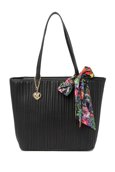 Betsey Johnson Mya Scarf Strap Tote Bag In Blk