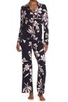 Shimera Tranquility Long Sleeve Shirt & Pants 2-piece Pajama Set In Navy Night Brushed Floral