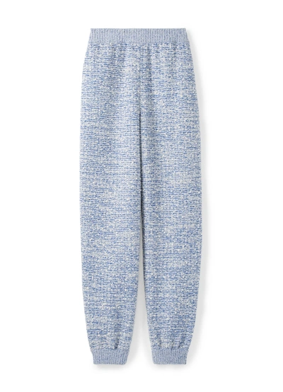 St John Boucl Tweed Knit Sweatpant In Blue/ecru