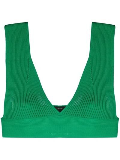 Pinko Knitted V-neck Bra In Green