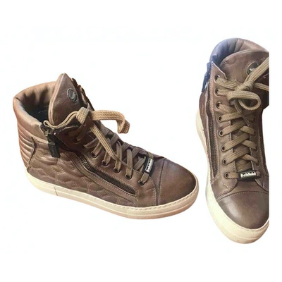 Pre-owned Baldinini Leather Trainers In Brown