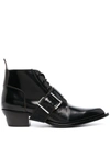 Off-white Black Leather Ankle Boots In Black