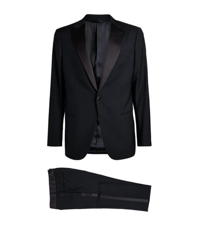 Giorgio Armani Silk-trimmed Tuxedo Suit In Blue