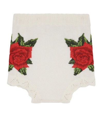 Dolce & Gabbana Babies' Kids Intarsia Rose Shorts (3-30 Months) In White