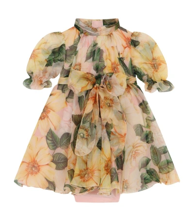 Dolce & Gabbana Kids Floral Print Dress And Bloomers (3-30 Months) In Pink