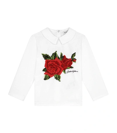 Dolce & Gabbana Babies' Kids Rose Long-sleeved T-shirt (3-30 Months) In White