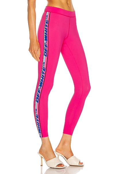 Off-white Athleisure Leggings With Side Logo Bands In Pink