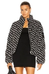 Alexander Wang Black Printed Falling Back Logo Denim Jacket In Grey Aged & White