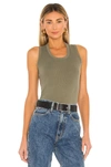 Free People Scoop Neck Tank In Army Dust
