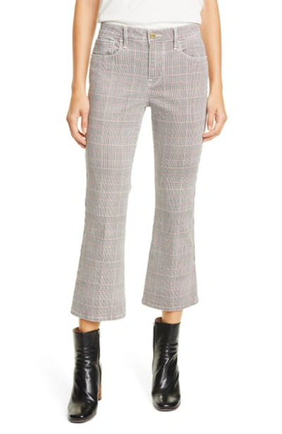 Frame Le Cropped High Waist Mini Plaid Bootcut Jeans In Washed Pla