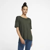 Nike Yoga Women's Short-sleeve Top (cargo Khaki) In Cargo Khaki,heather,mystic Stone,medium Olive