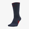 Nike Elite Crew Basketball Socks In Midnight Navy Heather,university Red