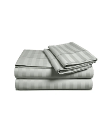 Addy Home Fashions 500 Thread Count 100% Egyptian Cotton Sateen 4-pc Damask Stripe Sheet Set Bedding In Silver