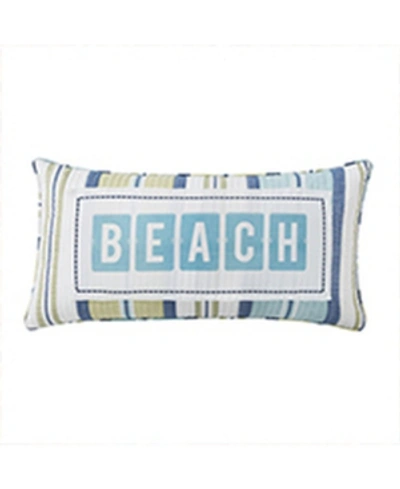 Levtex Bayport Beach Stripe Decorative Pillow, 12" X 24" In Blue