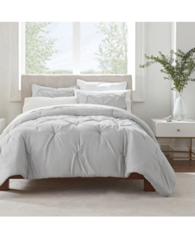 Serta Simply Clean Antimicrobial Pleated King Comforter Set, 3 Piece In Gray