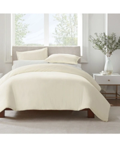 Serta Simply Clean Antimicrobial Full And Queen Duvet Set, 3 Piece In Light Beige