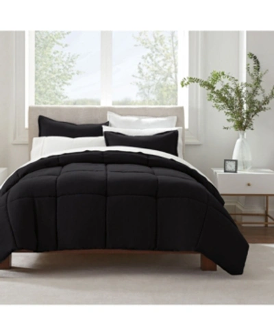 Serta Simply Clean Antimicrobial King Comforter Set, 3 Piece In Black