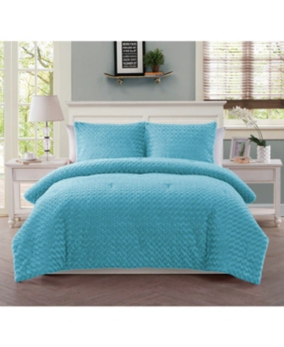 Vcny Home Closeout!  Plush 2 Piece Comforter Set, Twin Bedding In Blue