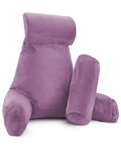 Nestl Bedding Soft Velour Cover Reading Backrest Pillow Set, Extra Large In Lavender Dream